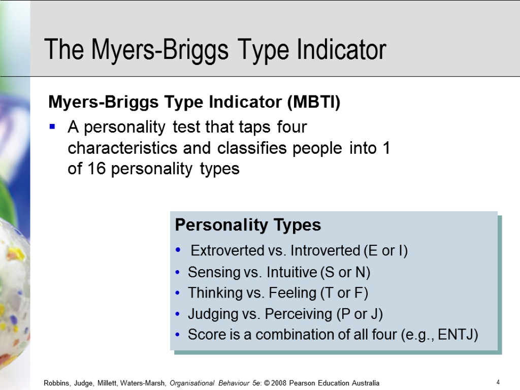 Personality Types Extroverted vs. Introverted (E or I) Sensing vs. Intuitive (S or N)